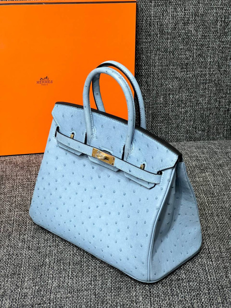 СУМКА HERMES BIRKIN 25 OSTRICH MYKONOS GOLD HARDWARE 61347 фото анонса