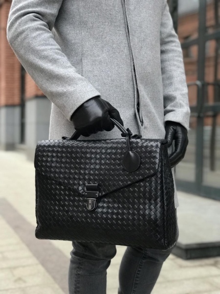 Портфель Bottega Veneta Nero Intrecciato VN Briefcase LUX 00020 фото анонса