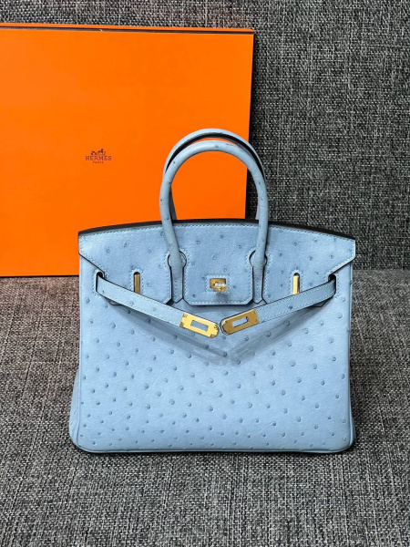 СУМКА HERMES BIRKIN 25 OSTRICH MYKONOS GOLD HARDWARE 61347 фото анонса